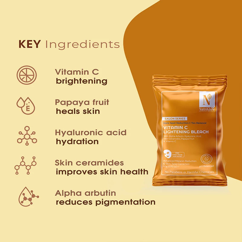 NutriGlow Advanced Organics Vitamin C Lightening Bleach, 20 g-3.webp